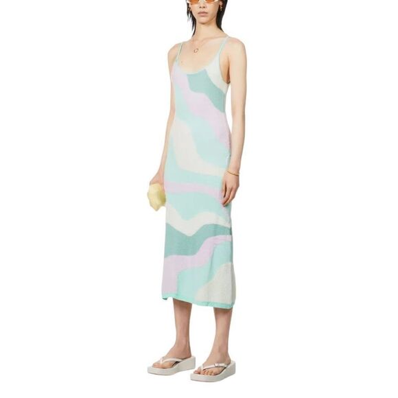 House of Sunny Good Vibrations Cut Out Back Teddy Fuzzy Midi Cami Dress Size 2 - Picture 1 of 16